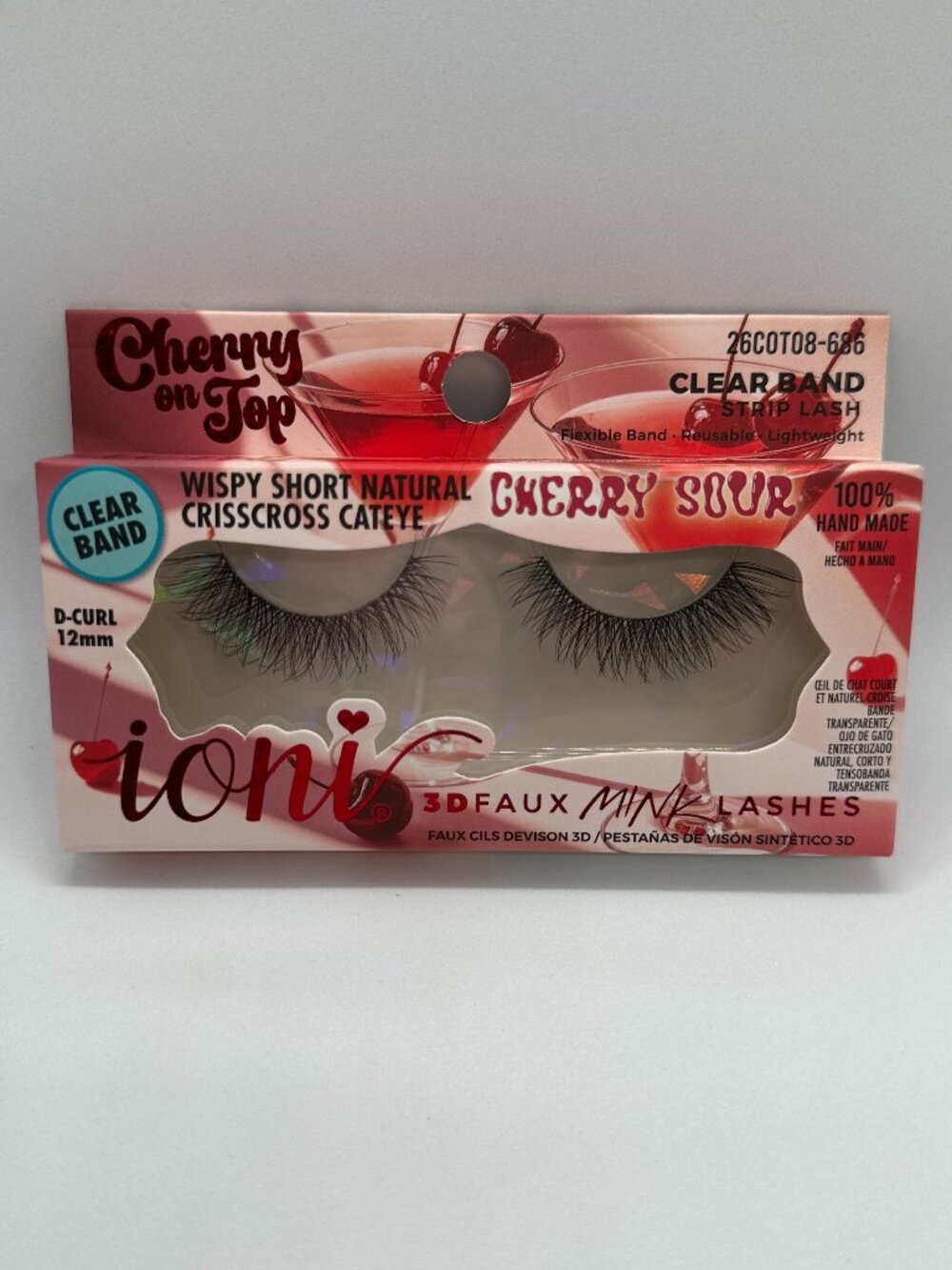 IONI Cherry Sour Top 3D Faux Mink Lashes Wispy Short Natural Crisscross Cateye